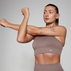 Femme MYPROTEIN Brassière asymétrique côtelée sans coutures MP Tempo pour femmes – Noisette