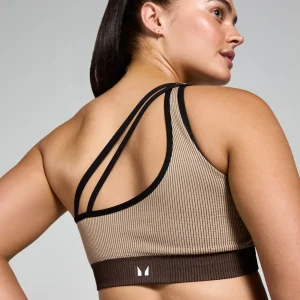 Femme MYPROTEIN Brassière côtelée sans coutures MP Contrast pour femmes – Cachemire/Espresso