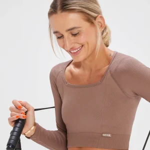 Femme MYPROTEIN Crop top à manches longues sans coutures MP x Tatiana – Noisette