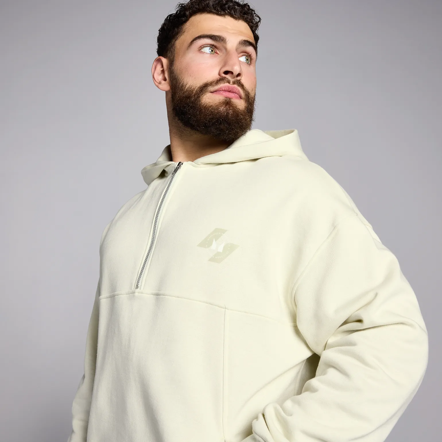 Homme MYPROTEIN Sweat à capuche à fermeture éclair ¼ MP Tempo Hybrid pour hommes – Vert orge