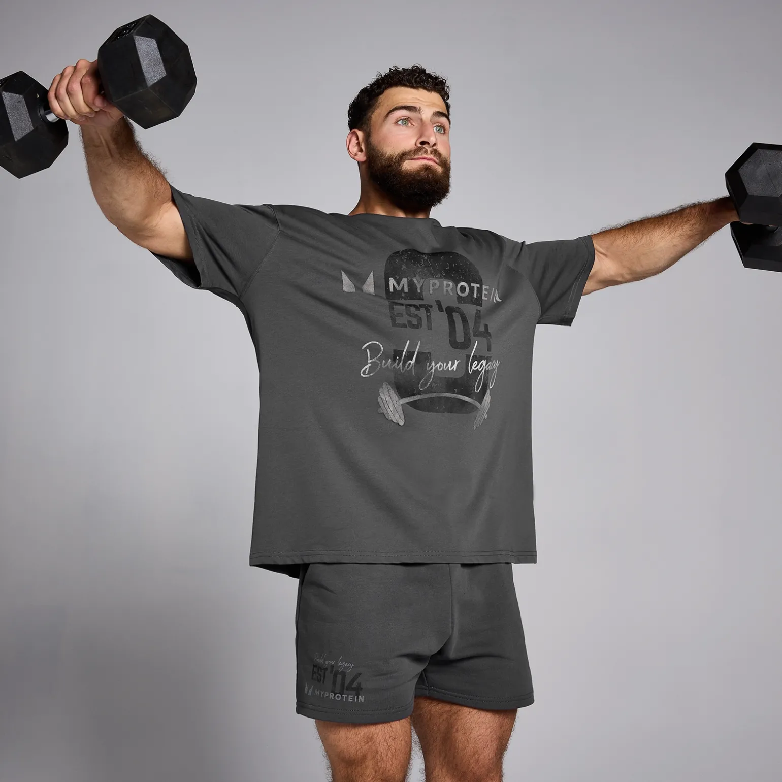 Homme MYPROTEIN T-shirt MP Origin Graphic – Gris délavé