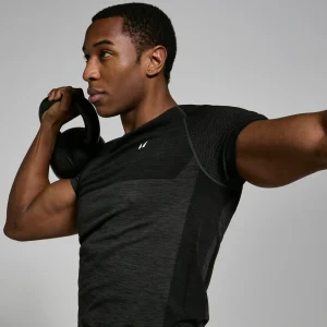 Homme MYPROTEIN T-shirt sans coutures à manches courtes MP pour hommes – Noir chiné