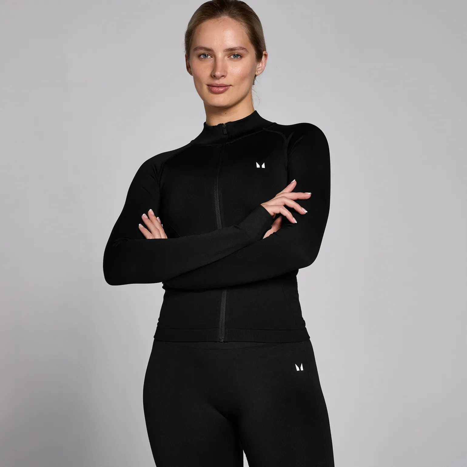 Femme MYPROTEIN Veste zippée sans coutures MP Shape pour femmes – Noir